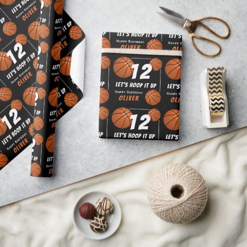 Hoop it up Basketball Sports Kids Birthday Wrapping Paper