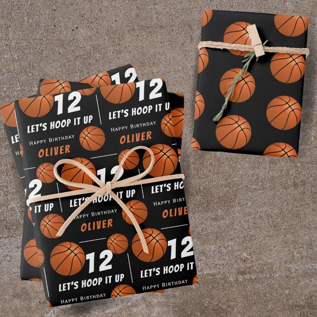 Hoop it up Basketball Sports Kids Birthday Wrapping Paper Sheets (Creator Uploaded)