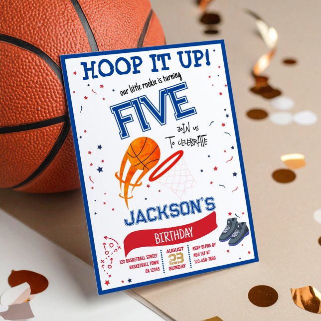 Hoop It Up Little Rookie Basketball Birthday Invitation (Creator Uploaded)