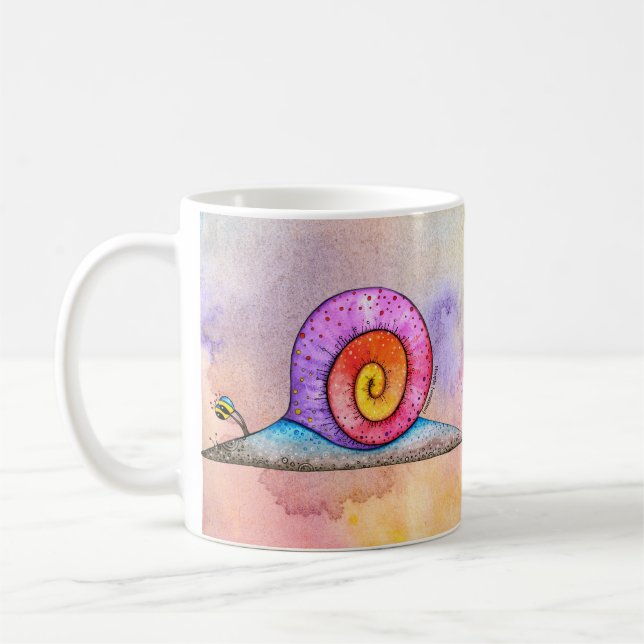 Hoopla Snail on watercolour Coffee Mug (Left)