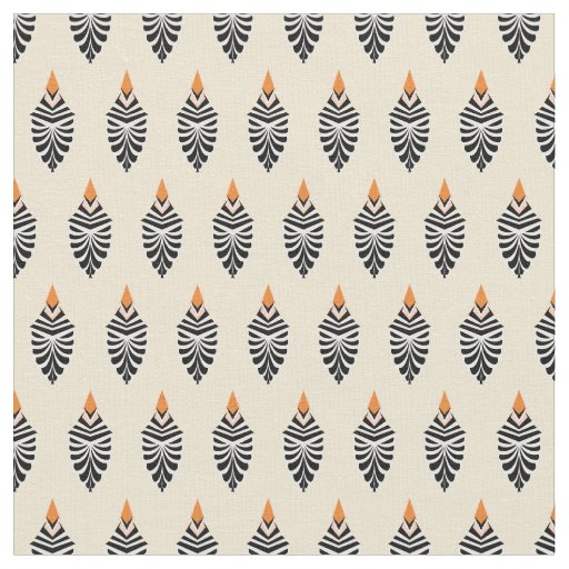 Hoopoe Bird Geometric Pattern on Off-White Fabric