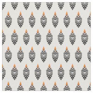 Hoopoe Bird Geometric Pattern on White Fabric