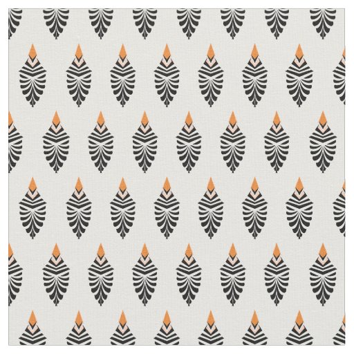 Hoopoe Bird Geometric Pattern on White Fabric