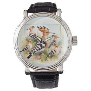 Hoopoe Gathering Ref185 - Watercolor Watch by JohnPintow at Zazzle