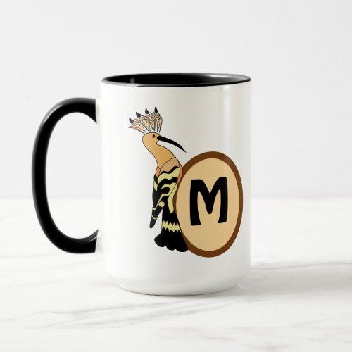 Hoopoe Whimsical Bird Monogram Mug