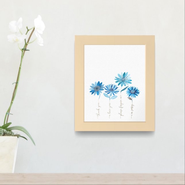 Ho'oponopono & Blue Flowers Framed Art (Entryway)