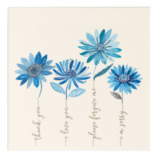 Ho'oponopono & Bohemian Blue Flowers  Acrylic Print