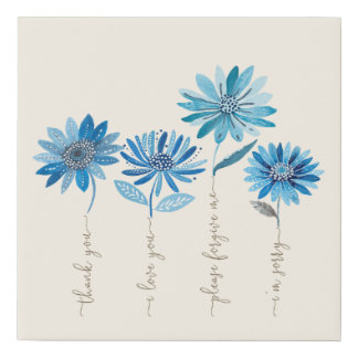Ho'oponopono & Bohemian Blue Flowers  Faux Canvas Print