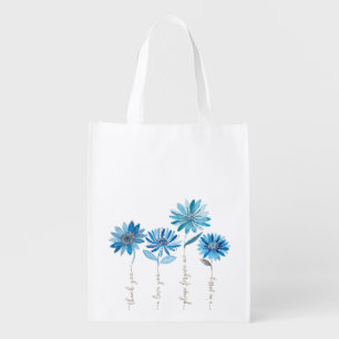 Ho'oponopono & Bohemian Blue Flowers  Grocery Bag