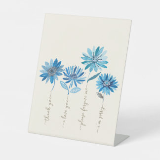 Ho'oponopono & Bohemian Blue Flowers Pedestal Sign