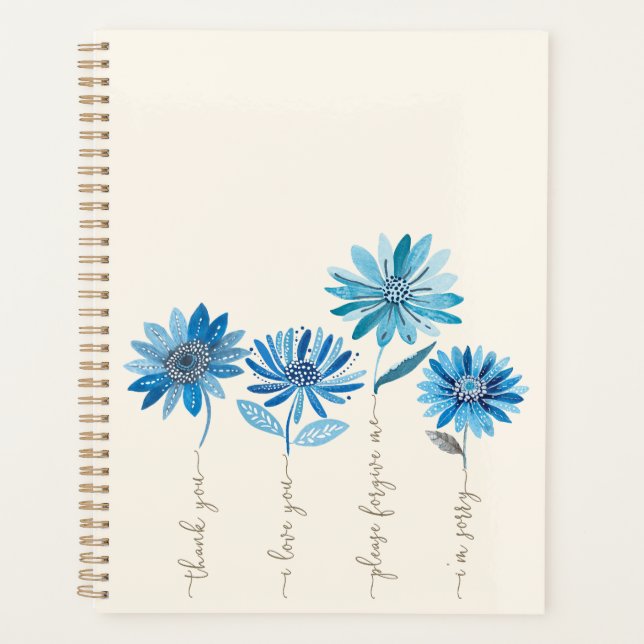 Ho'oponopono & Bohemian Blue Flowers  Planner (Front)