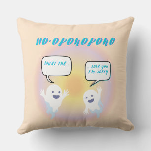 Ho'oponopono Ghosts Healing & Funny Two-Tone Throw Pillow