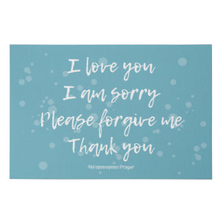 Ho'oponopono Hawaiian Prayer Poem Art Teal Faux Canvas Print