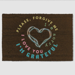 Ho'oponopono Healing Mantra – Light Blue Spiritual Fiber Doormat
