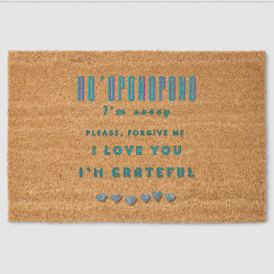 Ho'oponopono Healing Mantra – Light Blue Spiritual Fiber Doormat