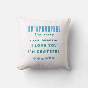 Ho'oponopono Healing Mantra – Light Blue Spiritual Throw Pillow