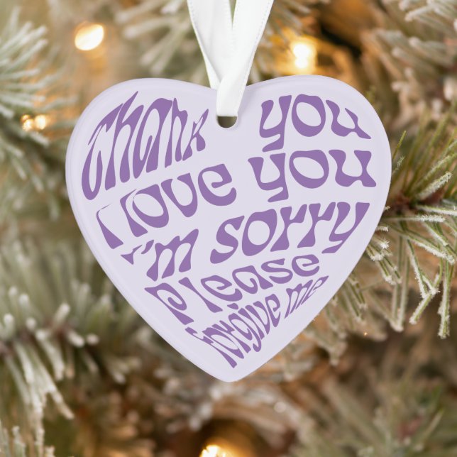 Ho'oponopono Heart-Shaped Text Purple Ornament (Tree)