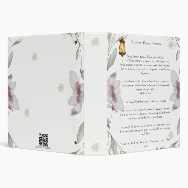 Ho'oponopono Prayer - Energy Unblocking  3 Ring Binder (Background)