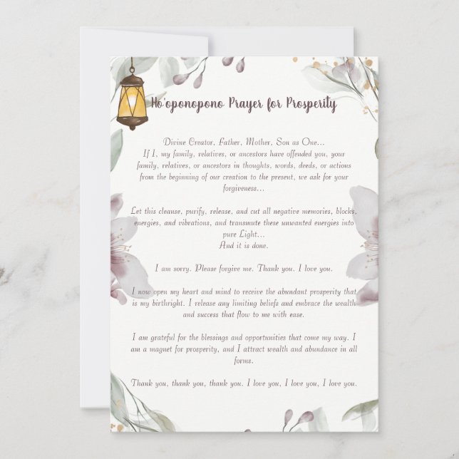 Ho'oponopono Prayer for Prosperity Invitation (Front)
