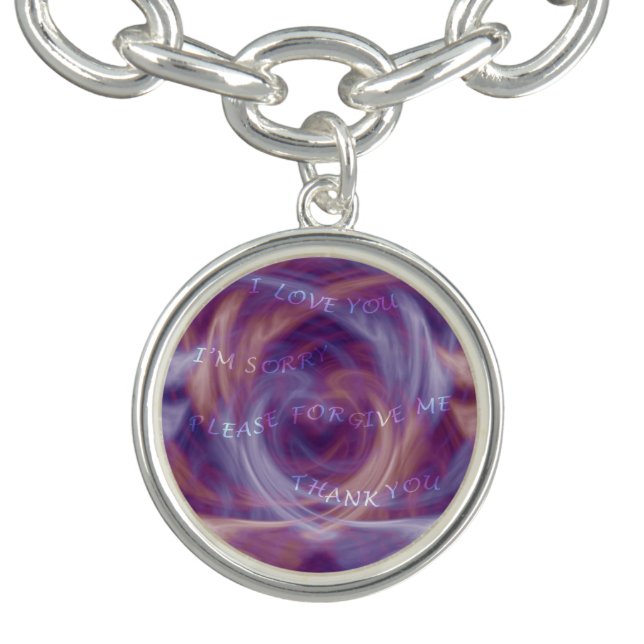 Ho'oponopono Purple Smoke Charm Bracelet (Design)