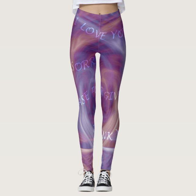 Ho'oponopono Purple Smoke Leggings (Front)
