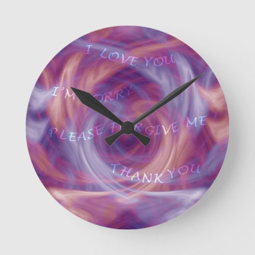 Hooponopono Purple Smoke Round Clock