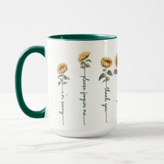 Ho'oponopono Sunflowers Mug, 15 oz Mug (Left)