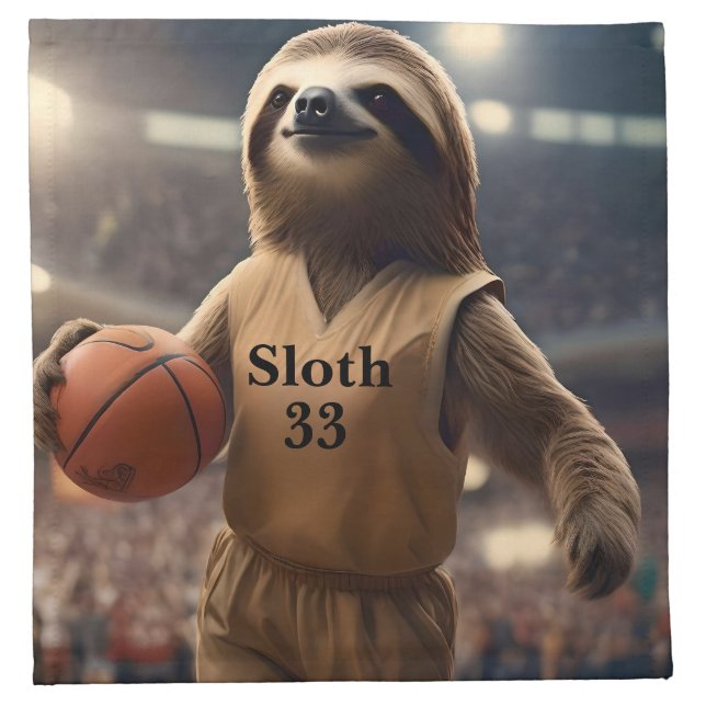 Hoops and Hangs: The Slam Dunking Sloth, Cloth Napkin (Front)