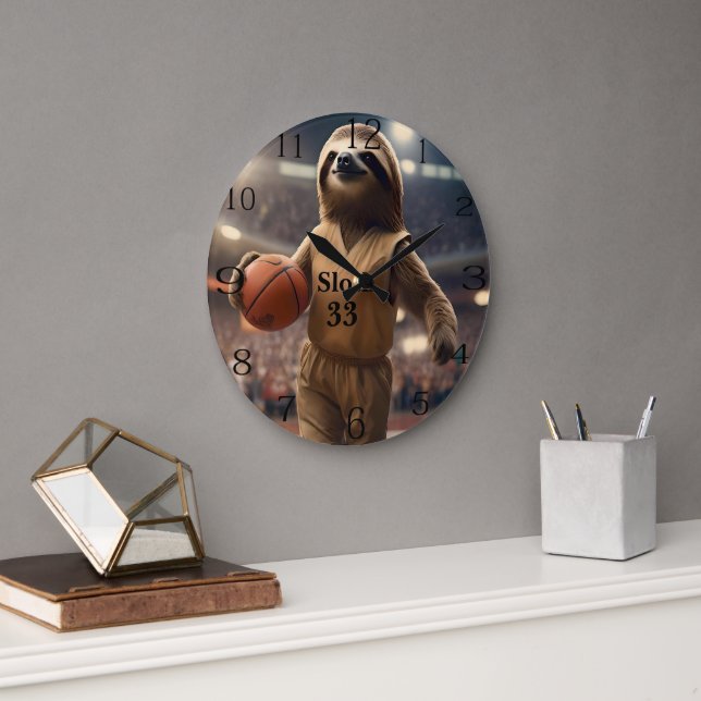 Hoops and Hangs: The Slam Dunking Sloth, Large Clock (Office)