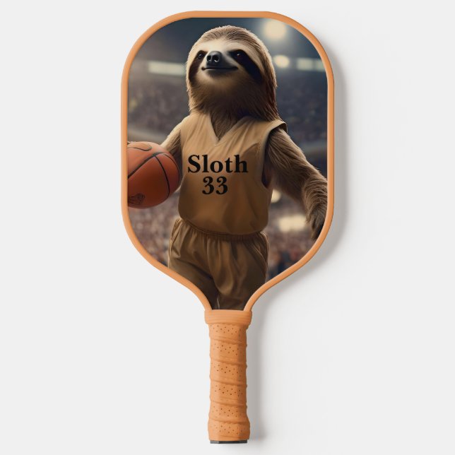 Hoops and Hangs: The Slam Dunking Sloth, Pickleball Paddle (Front)