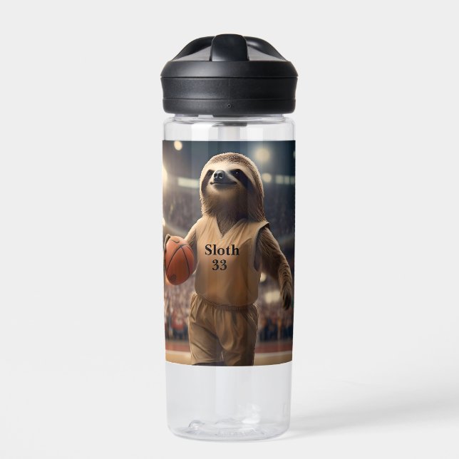 Hoops and Hangs: The Slam Dunking Sloth, Water Bottle (Front)