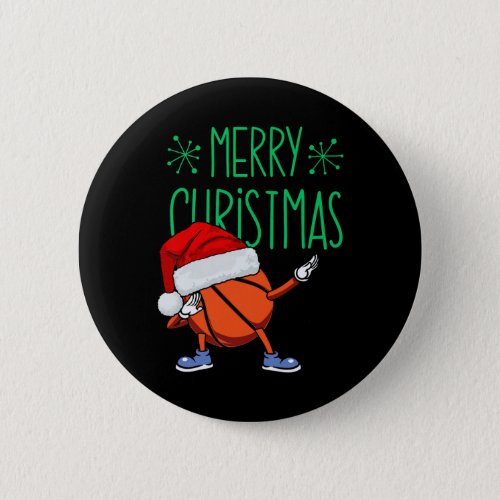 Hoops And Holidays Dabbing Basketball Santa Hat Ch Button