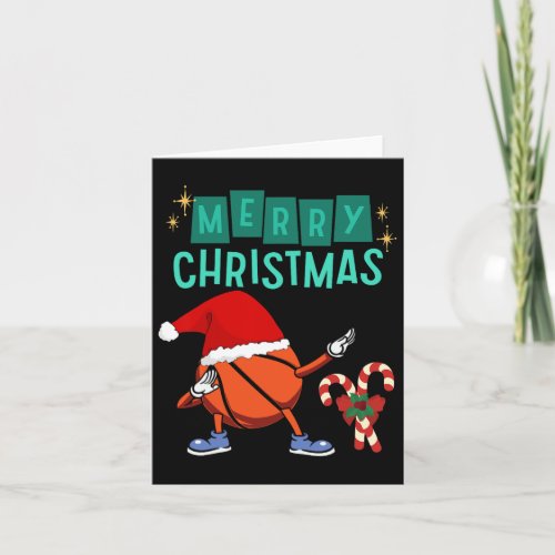 Hoops And Holidays Dabbing Basketball Santa Hat Ch Card