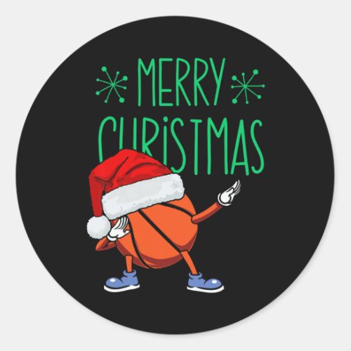 Hoops And Holidays Dabbing Basketball Santa Hat Ch Classic Round Sticker