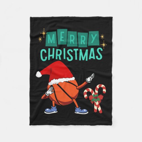 Hoops And Holidays Dabbing Basketball Santa Hat Ch Fleece Blanket