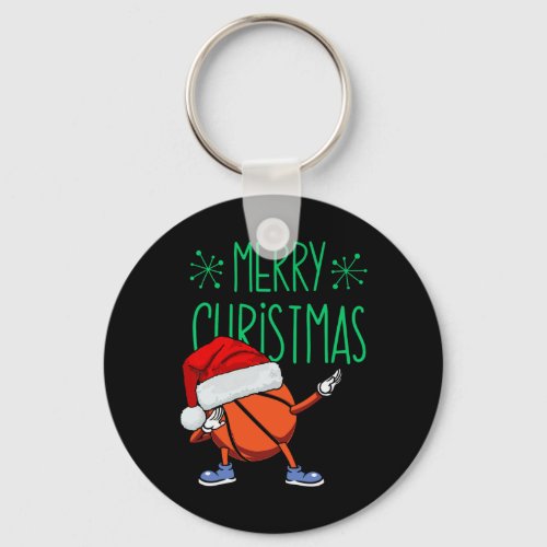 Hoops And Holidays Dabbing Basketball Santa Hat Ch Keychain