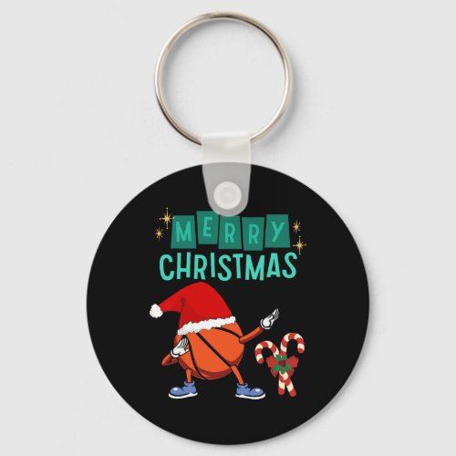 Hoops And Holidays Dabbing Basketball Santa Hat Ch Keychain