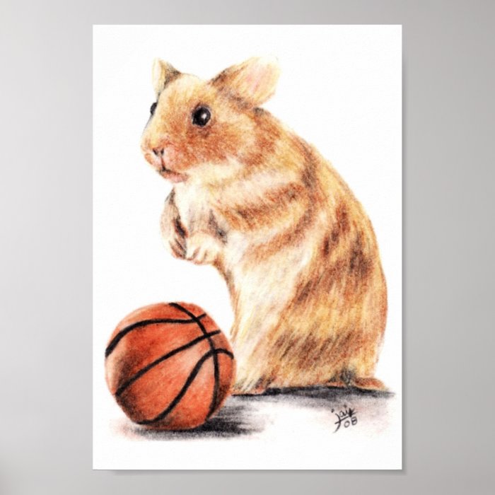 Hoops Anyone? Hamster Basketball Poster Print