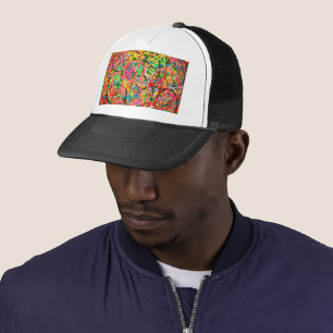 Hoops art design mixed colors jingle jangle trucker hat
