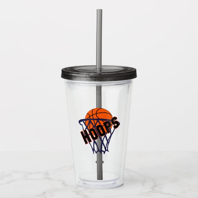 Hoops Basketball & Net Acrylic Tumbler (Front)