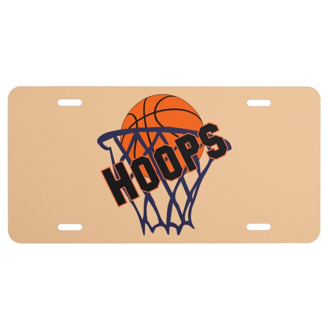 Hoops Basketball & Net Car License Plate (Front)