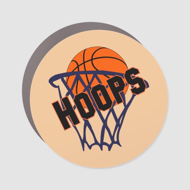 Hoops Basketball & Net Car Magnet (Front)