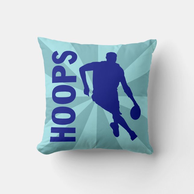 Hoops Basketball Throw Pillow (Front)