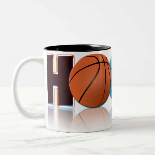 Hoops Basketball Two-Tone Coffee Mug (Left)