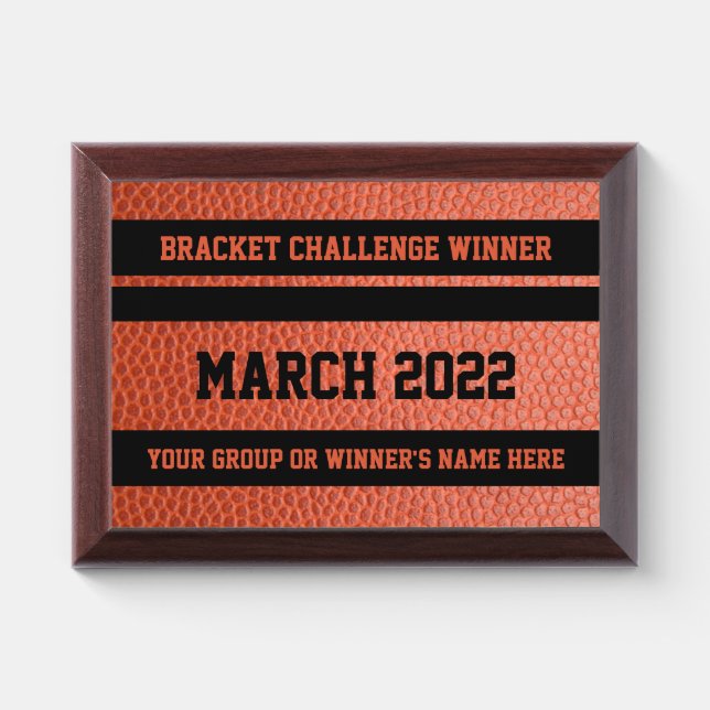Hoops Bracket Challenge Winner Award Plaque (Horizontal)
