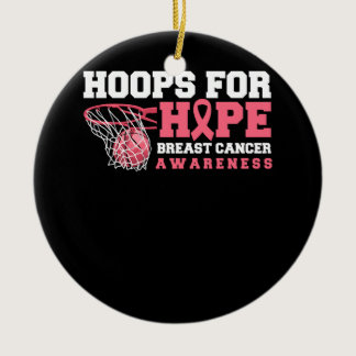 Hoops For Hope Basketball Player Breast Cancer Awa Ceramic Ornament