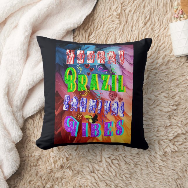 Hooray Brazil Carnival Vibes Throw Pillow (Blanket)