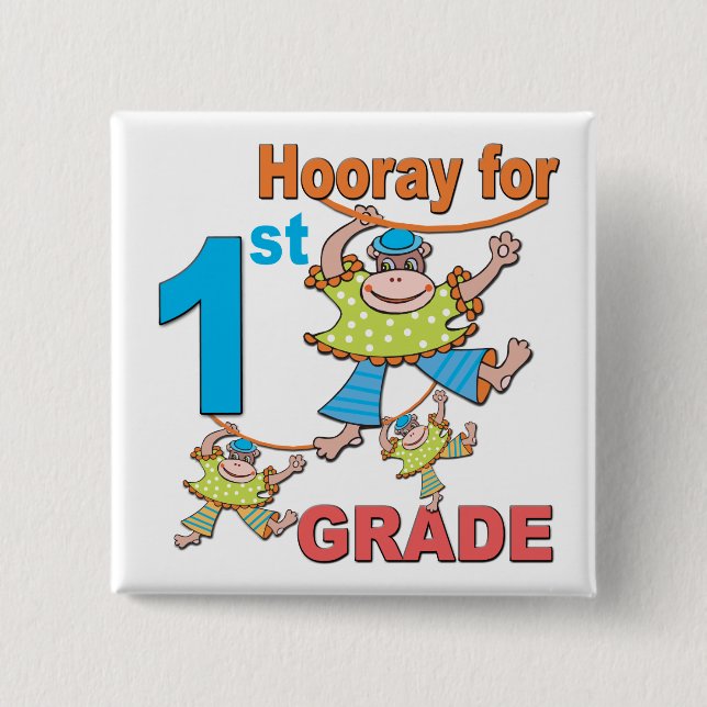 Hooray for 1st Grade Pinback Button (Front)