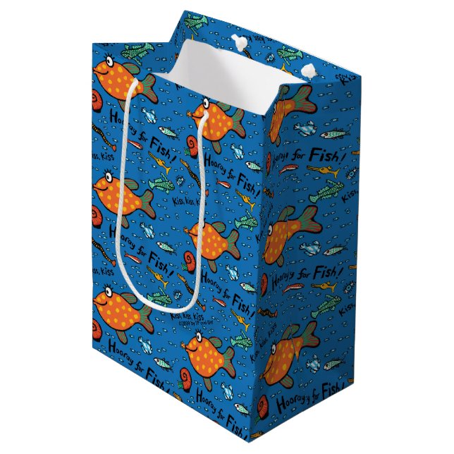 Hooray For Fish Pattern Medium Gift Bag (Front Angled)