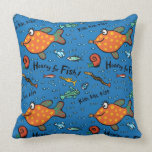 Hooray For Fish Pattern Throw Pillow